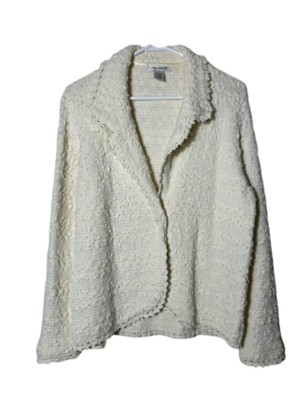 Vintage laura ashley ivory crochet bauble blanket blazer cardigan M